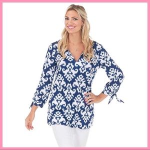 MUDPIE | “Kingsley” Navy Ikat Tunic Top